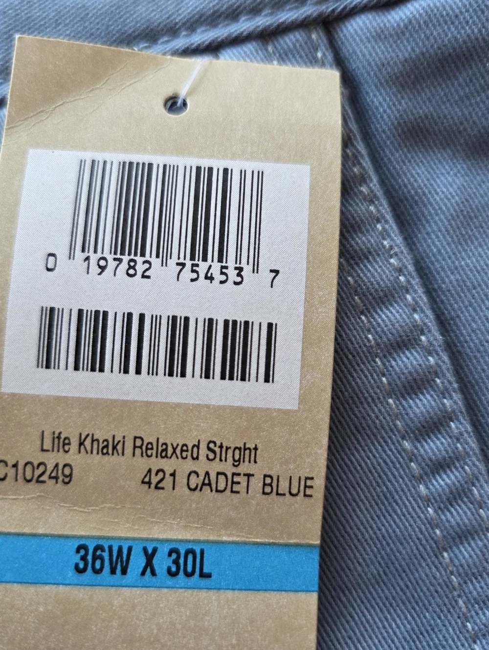 NWT Haggar Life Khaki Relaxed Straight Chino Pants 36x30 Cadet Blue REPREVE